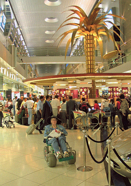 travel disabled wheelchair UAR Dubai nancy nate airport shop